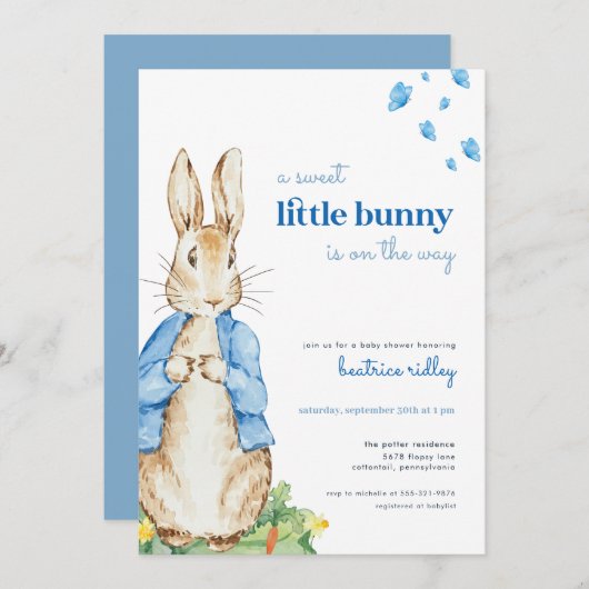 Little Bunny Peter Rabbit Kinderdusche Einladung (Vorne/Hinten)