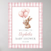 Little Bunny Pink Baby Dusche Begrüßungszeichen Poster (Vorne)