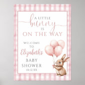 Little Bunny Pink Baby Dusche Begrüßungszeichen Poster (Vorne)