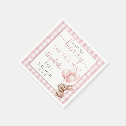 Little Bunny Pink Balloons Girl Baby Dusche Serviette (Ecke)