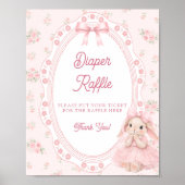 Little Bunny Pink Bow Baby Shower Diaper Raffle Poster (Vorne)