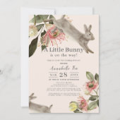 Little Bunny Pink Floral Girl Babydusche Einladung (Vorderseite)