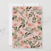 Little Bunny Pink Floral Girl Babydusche Einladung (Rückseite)