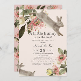 Little Bunny Pink Floral Girl Babydusche Einladung