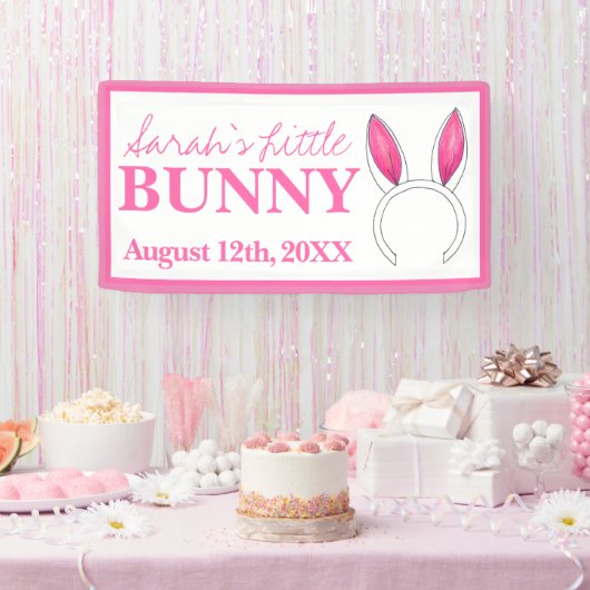 Little Bunny Pink Rabbit Oars Neue Babydusche Banner (Party)