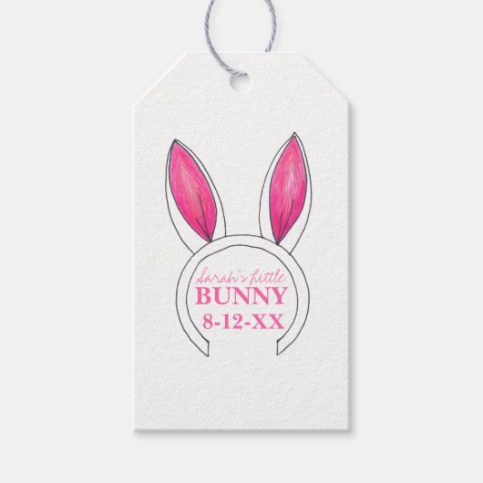 Little Bunny Pink Rabbit Oars Neue Babydusche Geschenkanhänger (Vorderseite)