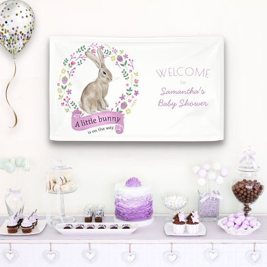 Little Bunny Rabbit und Hübsche Blume Babydusche Banner