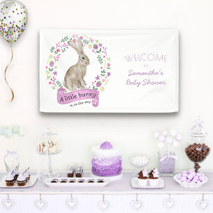 Little Bunny Rabbit und Hübsche Blume Kinderdusche Banner