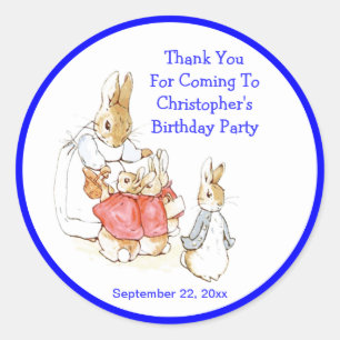 Little Bunny Rabbits Baby Boy Geburtstag Vielen Da Runder Aufkleber