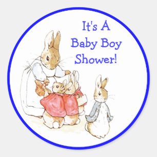 Little Bunny Rabbits Babydusche Einladung Runder Aufkleber
