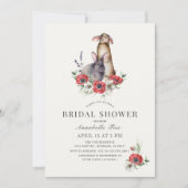 Little Bunny Red Anemone Brautparty Einladung (Vorderseite)