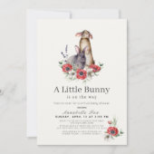 Little Bunny Red Anemone Virtual Baby Dusche Einladung (Vorderseite)