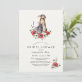 Little Bunny Red Anemone Virtual Brautparty Einladung (Stehend Vorderseite)