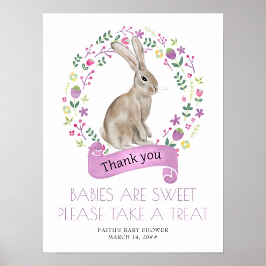 Little Bunny Spring Baby Dusche Fevor Table Poster (Vorne)