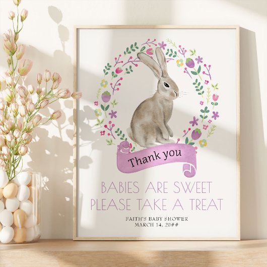 Little Bunny Spring Baby Dusche Fevor Table Poster