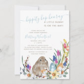 Little Bunny Spring Blume und Kaninchen Babydusche Einladung (Vorderseite)