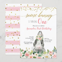 Little Bunny Spring Floral Geburtstag Einladung