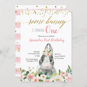 Little Bunny Spring Floral Geburtstag Einladung