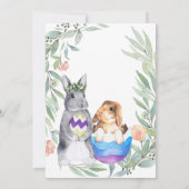 Little Bunny Spring Greenery Einladung zum Geburts (Rückseite)