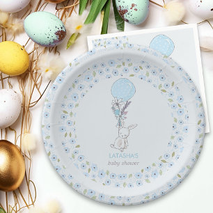 Little Bunny und Balloon Blue Boy Baby Dusche Pappteller