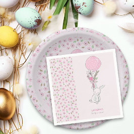 Little Bunny und Balloon Girly Pink Baby Dusche Serviette