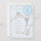 Little Bunny und Blue Ballon Irgendein Alter Junge Einladung (Vorderseite)