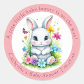 Little Bunny Wildblume Garden Easter Baby Dusche Runder Aufkleber (Vorderseite)
