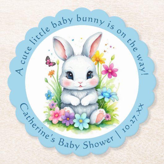 Little Bunny Wildblume Garden Easter Baby Dusche Untersetzer (Vorderseite)