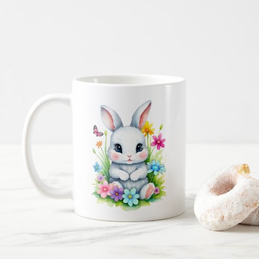 Little Bunny Wildblume Garden Osterfest Kaffeetasse (Mit Donut)
