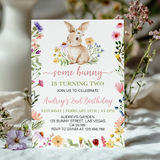 Little Bunny Wildblume Girl Birthday Einladung