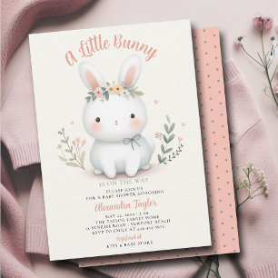 Little Bunny Wildblumen Niedlich Baby Girl Dusche Einladung