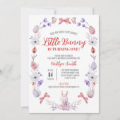 Little Bunny wird eins, Frühjahr Geburtstag Einladung (Vorderseite)