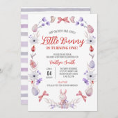 Little Bunny wird eins, Frühjahr Geburtstag Einladung (Vorne/Hinten)
