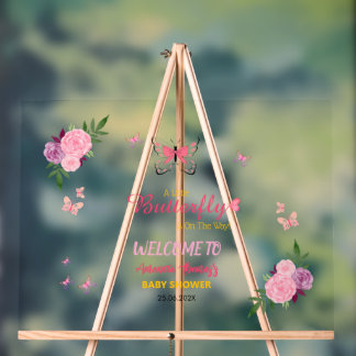 Little Butterfly Baby Shower Acrylic Welcome Sign  Acrylschild