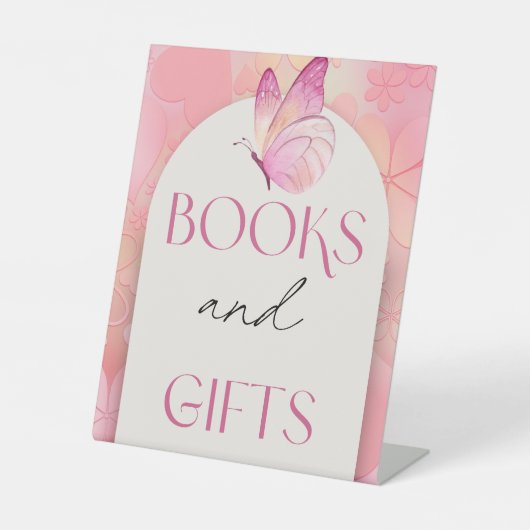 Little Butterfly Baby Shower Books and Gifts SIgn Sockelschild (Vorderseite)