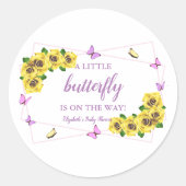 Little Butterfly Baby Shower Runder Aufkleber (Vorderseite)