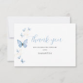 Little Butterfly Blue Boy Baby Dusche Dankeskarte (Vorderseite)