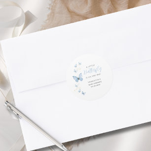 Little Butterfly Blue Boy Watercolor Babydusche Runder Aufkleber