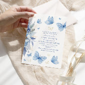 Little Butterfly Blue Flowers Junge Babydusche Einladung