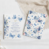 Little Butterfly Blue Flowers Junge Babydusche Einladung