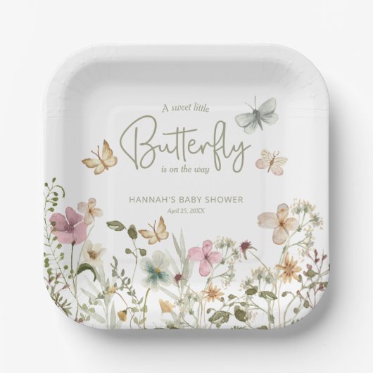Little Butterfly Boho Babydusche Pappteller (Vorderseite)