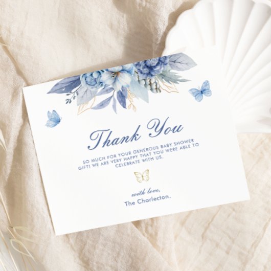 Little Butterfly Boy Baby Dusche Dankeskarte