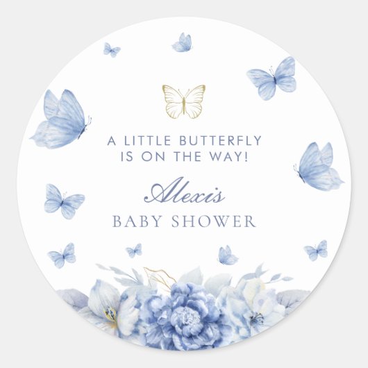 Little Butterfly Boy Baby Dusche Runder Aufkleber (Vorderseite)