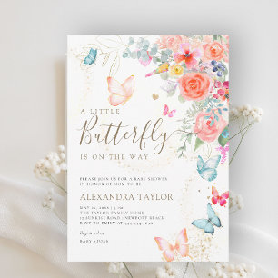 Little Butterfly Bright Garden Baby Girl Dusche Einladung
