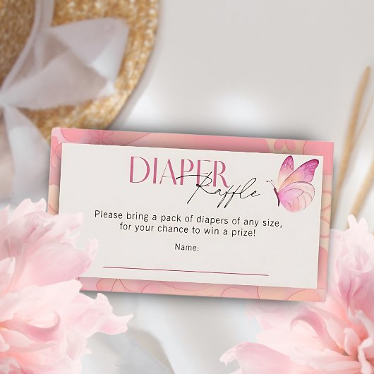 Little Butterfly Diaper Raffle Baby Shower Game Begleitkarte