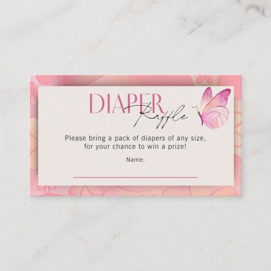 Little Butterfly Diaper Raffle Baby Shower Game Begleitkarte (Vorderseite)