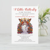 Little Butterfly Floral Rote Rose Fairy Baby Dusch Einladung (Stehend Vorderseite)