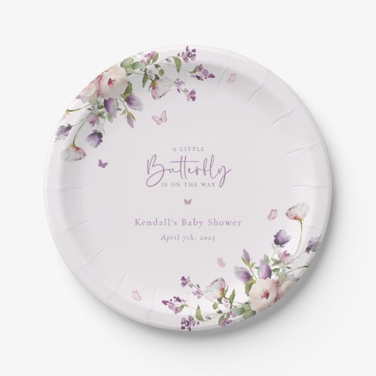 Little Butterfly Garden Floral Baby Shower Pappteller (Vorderseite)