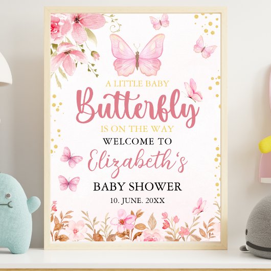 Little Butterfly is on the Way, Baby Shower Girl Poster