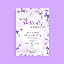 Little Butterfly Lila Girl zum ersten Geburtstag Einladung